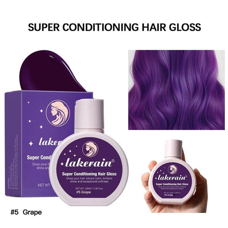 Lakerain Hair Shine Glaze, Hair Color Changing (Brown/Purple) Hair Wax, Hair Shine Glaze